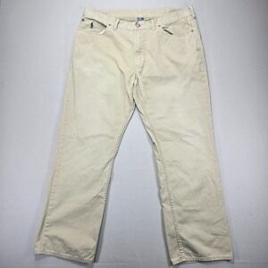 Polo Ralph Lauren‎ Dungaree Jeans Straight Leg Casual Pants Beige Size 38x30